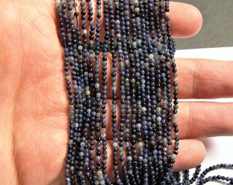 Dumortierite - 2mm round beads - full strand - 190 beads - PG43
