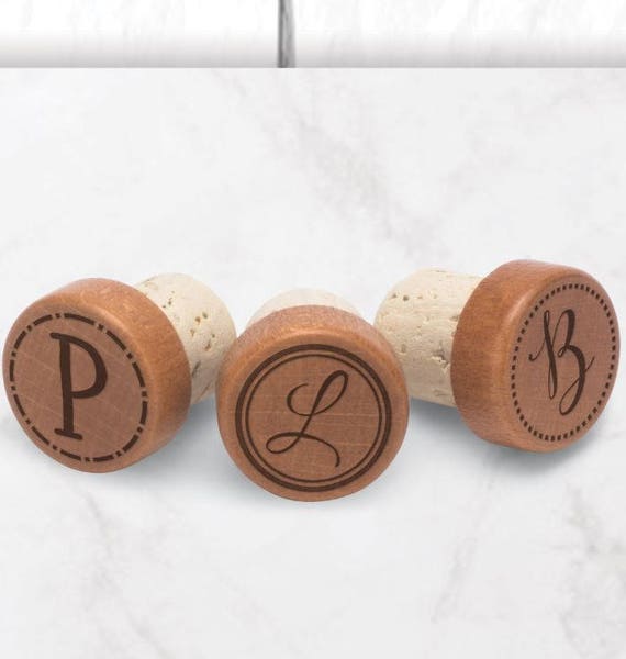 Monogrammed Wooden Wine Stopper Favors Gifts Birthday