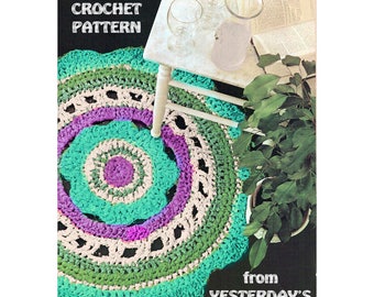 Instant Download PDF Crochet Pattern to make a Daisy Flower Circular Rag Rug Garden Mat Conservatory Hippy Flower Power