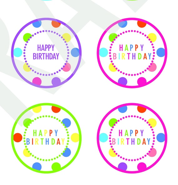 Happy Birthday Cupcake Toppers Digital Download File Clipart