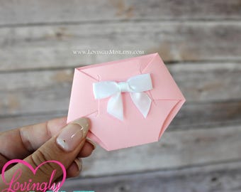 Mini Diaper Pins in Baby Pink Diaper Pins with White Bows - Princess Girl Baby Shower Game - Dirty Diaper Game