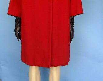 classic red dress set, red suit set, vintage 60s suit, Jackie O style dress set, minimalist, vintage couture
