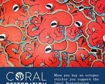 Octopus Sticker LIMITED RUN - Octopus Decal, Art Sticker, Animal Stickers, Laptop Sticker