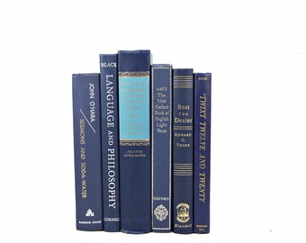 NAVY BLUE Decorative Books, Old Book set, Wedding Decor Centerpiece, Home Design, Antique Book Collection, Book Decor, Interior Design