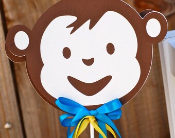 Boy Mod Monkey Inspired Table Head Decorations - set of 2