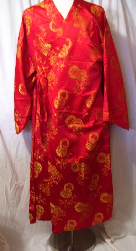 Genuine Korean Hanbok  Oriental Kimono  Red and Gold
