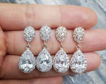 Bridesmaid Earrings, Bridal Earrings, Wedding Earrings, Crystal Teardrop Earrings, Bridesmaid Jewelry, Bridal Jewelry, Bridesmaid Gift