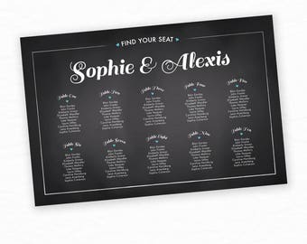Wedding Seating Chart, Wedding Seating Plan, Seating Sign, Seating Chart Poster, Find Your Seat, Wedding Printables, Wedding Chalkboard Sign