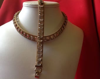 Vintage Hattie Carnegie Demi Parure Set-Rhinestones & Mesh