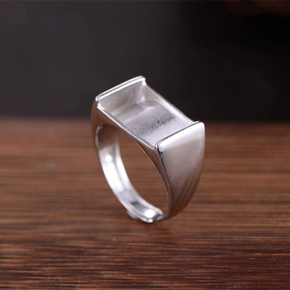 Ring Blank 12x15mm Rectangle Blank LongLasting White Gold