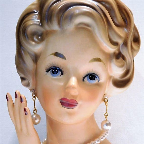 Head Vase / Ardco Lady Head Vase / Vintage Mid Century 1950s Head Vase
