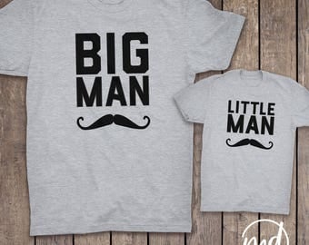 Big Man Little Man, Father's Day Gift from son, Matching Father Son Shirts, Father and Son Matching Shirts, Dad and son mustache shirts
