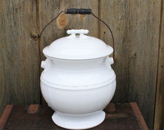 Antique Ironstone Chamber Pot, Ironstone Slop Bucket, NG Co Kermit