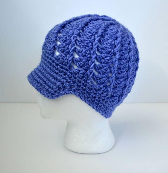 Items similar to Girls Crochet Newsboy Hat, Purple Hat, Newsboy Hat ...
