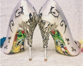 Beauty and the Beast Soles - Stained Glass Happy Ending for your own Shoes Heels - This Listing DOES NOT INCLUDE the shoes.