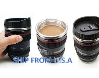 Coffee Mug Camera Lens, Cup Coffee Tea Travel Mug Stainless Steel,Unique gif photographer, Collectible Mug, Funny Gift