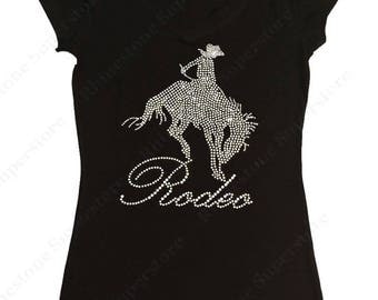 Women's Rhinestone T-Shirt " Rodeo Cowgirl " in S, M, L, 1x, 2x, 3x