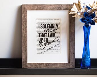 I Solemnly Swear That I Am Up to No Good - Marauders Map Quote - Harry Potter - Book Page Print - Wall Art