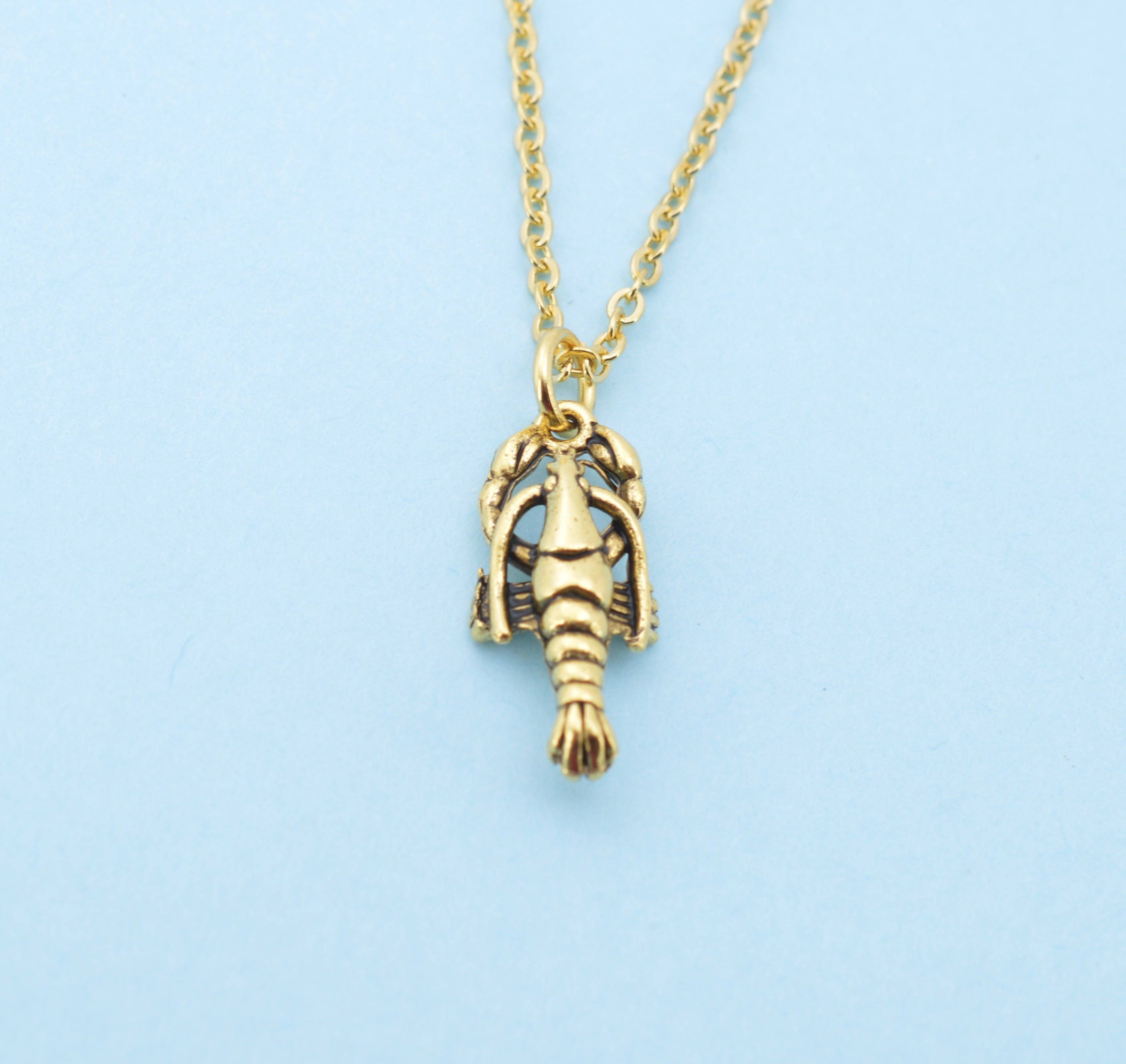 Lobster necklace in gold plated pewter on an 18 gold