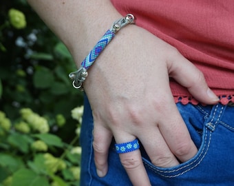 Boho jewelry Charm bracelet Boho bracelet Stacking bracelet Silver bracelet Delicate bracelet Adjustible bracelet Braided bracelet