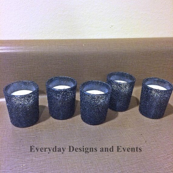 24 Navy Votive Candles candle holders wedding centerpiece