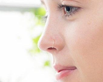 Very thin Nose ring in 9ct Gold and Sterling Silver , 0.4mm/26 GAUGE, Earring, Hypoallergenic, Septum Ring, Piercing, Hoop