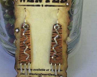 Mixed metal copper silver dangle earrings