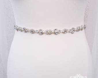 Thin bridal belt, bridal belt, thin bridal sash, thin wedding belt, thin rhinestone belt, skinny bridal sash, skinny belt, thin trim, BETH