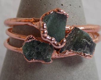 Raw emerald ring - copper stacking ring - raw emerald copper ring - emerald stacking ring - May birthstone ring - boho ring - gifts for her