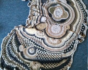 Freeform crochet shawl