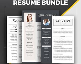Professional Resume Template, CV Template, Modern Resume Bundle, Creative Simple Resume, Cover Letter, Instant Download, MS Word, Stella WB
