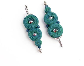 Gift|for|women Anniversary gift|for|girlfriend Dangle earrings Emerald earrings Silver green earrings Boho Bead earrings Lightweight earring