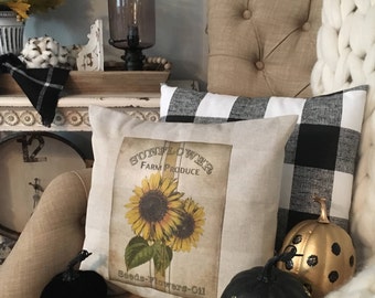 Sunflower Pillow Cover, Fall Pillow Cover, Farmhouse Decor, Farm Pillow, Country Decor, Fall Decor, Sunflower Decor, Fall Home Decor