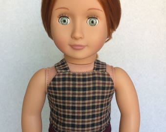 Plaid High Neck Cropped Tank Top - 18 Inch Doll Clothes