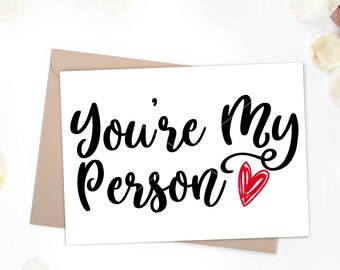 You're My Person, Printable, valentines day card, greys anatomy, blank interior, greys anatomy card,printable valentines card,valentines day
