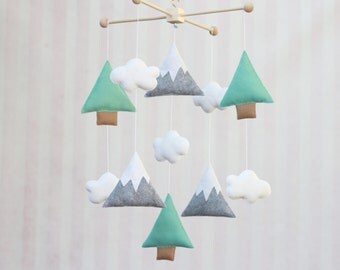 Baby Mobile, Trees and Mountains Mobile, Nature Mobile, Mountain Mobile, Tree Mobile