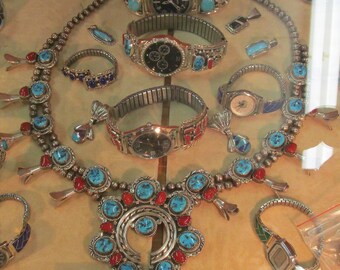 Antique Navajo Squash Blossom Necklace