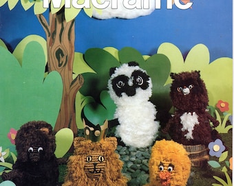 Vintage The Wild Kingdom of Macrame Animal Patterns PDF Instant Download eBook Macrame Menagerie Panda Bear Lion Caterpillar Duck Poodle