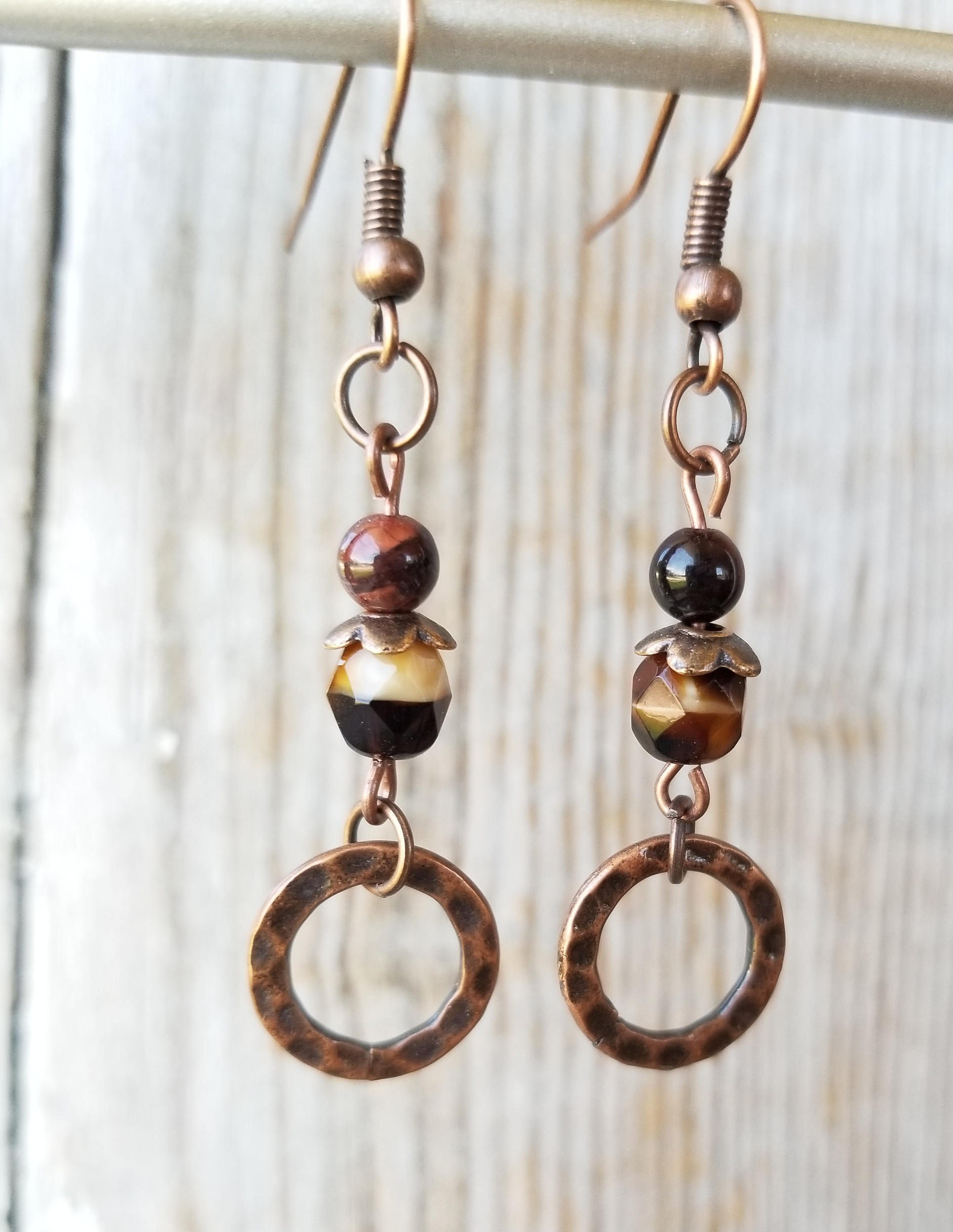 Brown Dangle Earrings Brown Earrings Boho Dangle Earrings