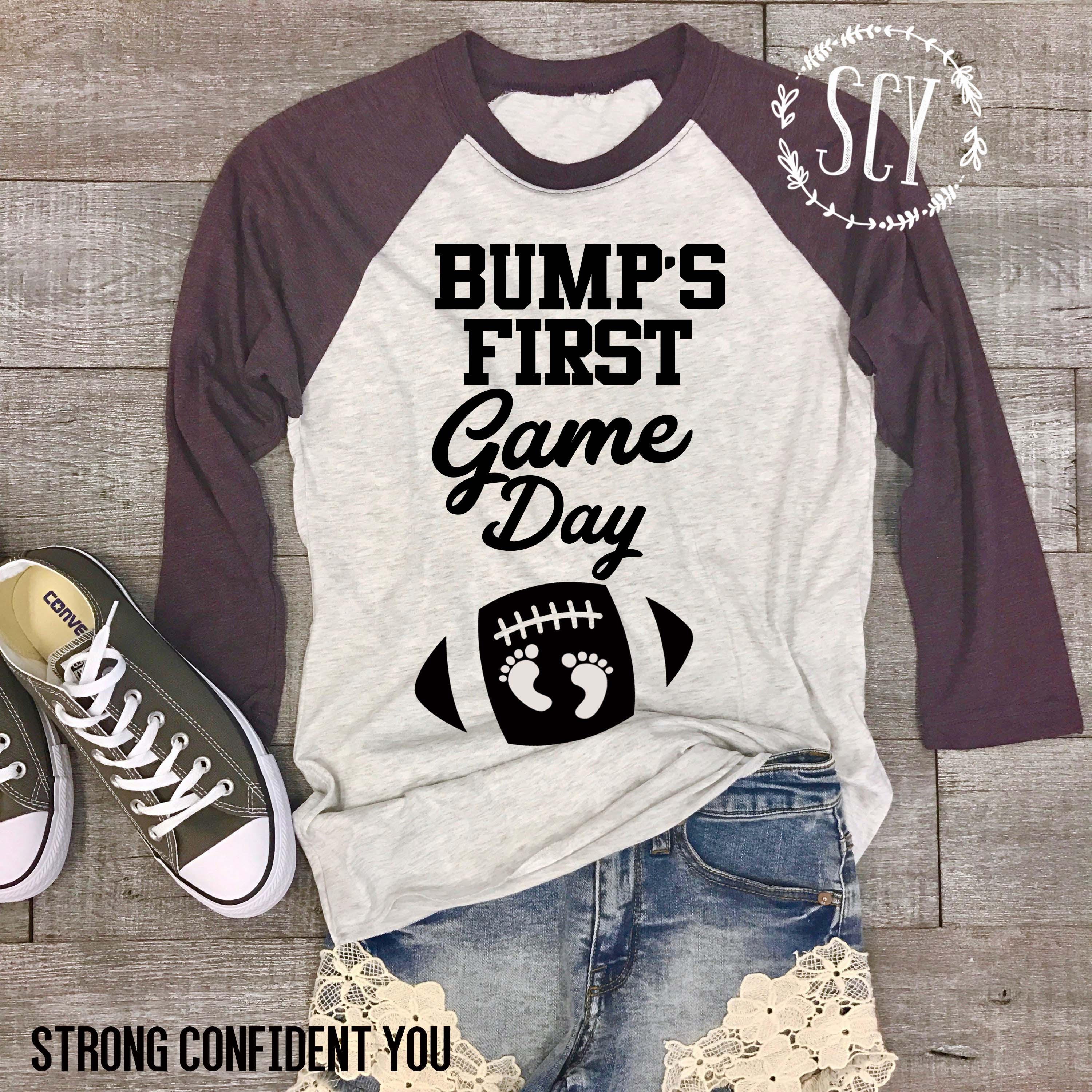 Bump's First Game Day™ Pregnancy Shirt - Football Pregnancy Shirt - Tailgating Shirt - Football Season Tee - Pregnancy Announcement