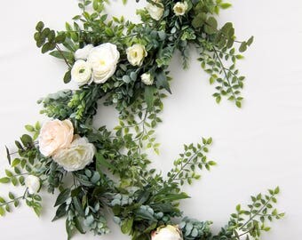 Wedding Garland - Eucalyptus Garland - Floral Garland - Garland Greenery - Floral Backdrop - Farmhouse Decor - Bridal Shower Decor