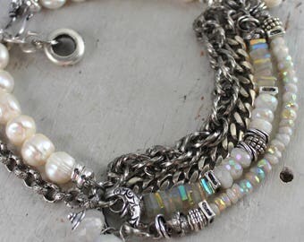 bracelet, rainbow moonstone bracelet, moonstone bracelet, keshi pearl bracelet, bohemian bracelet, bracelet, boho chic bracelet