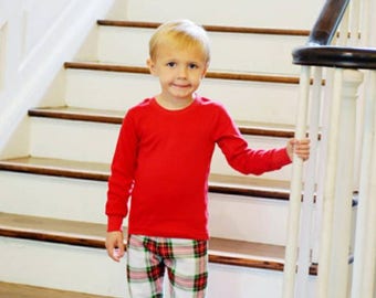 Applique Christmas Pajamas - Children Christmas PJ - Christmas plaid Pajamas - Monogram Holiday Pajamas - Family PJ Sets - Monogram Pjs