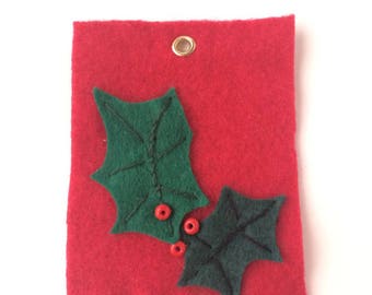 Christmas tag - Christmas decoration - table decoration - Holly leaves