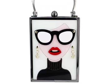 White fashion glasses with beauty box