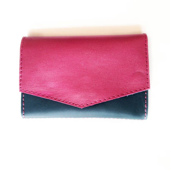 FREE SHIPPING Pink Blue Leather Wallet For Girl Small Wallet