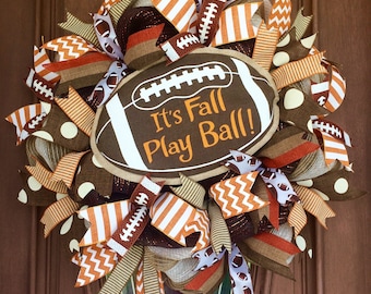 Sale Football Wreath, It's Fall Play Ball Wreath, Fall Football Wreath, Fall Wreath, Burlap Fall Wreath, Burlap Football Thanksgiving Wreath