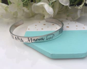 Mama bear bracelet, bijoux maman, bracelet cuff for Mummy, gift for Mom, baby shower gift, READ description, clearance stock