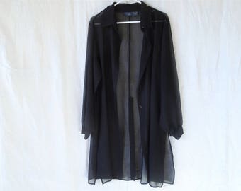 90s Sheer Chiffon Button Down Shirt