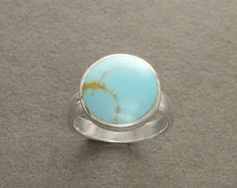Blue Turquoise Ring - Sterling Silver 925 - Turquoise - Tribal Ring - Hipster Ring - Round Ring - Small Ring - Boho jewelry - Blue Ring.